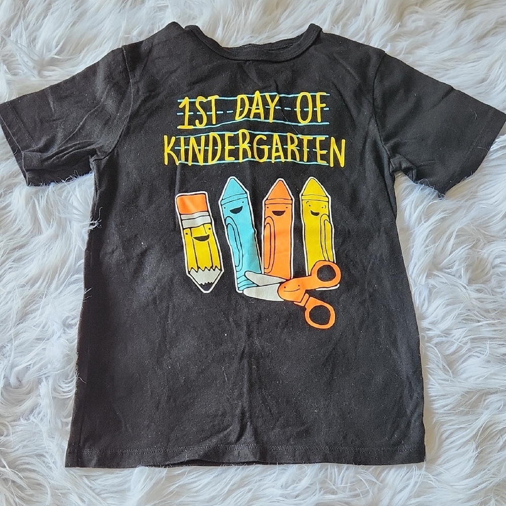 Kids Black '1st Day of Kindergarten' Graphic Tee